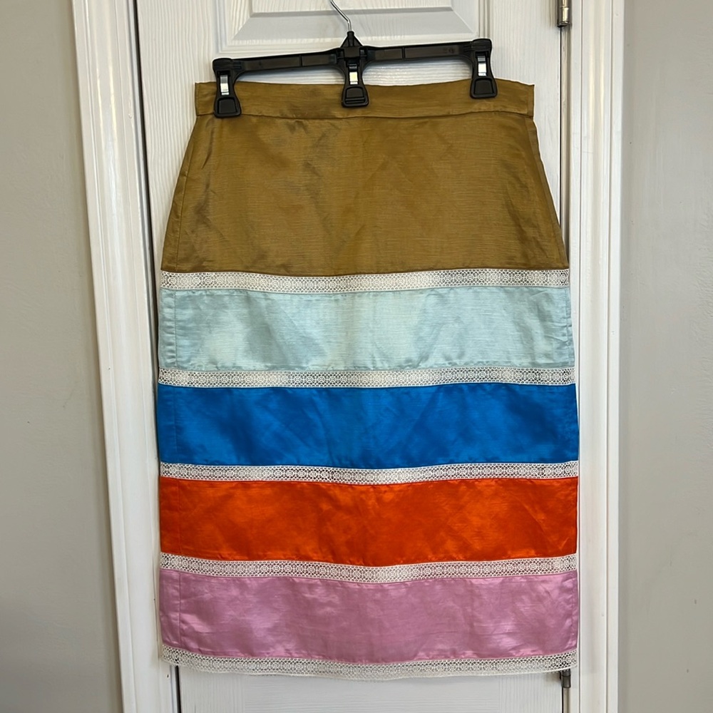 J. Crew Linen Blend Horizontal Striped Skirt